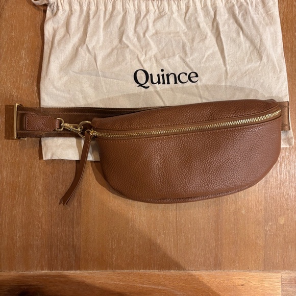 Quince Italian Pebbled Leather Sling Bag in Cognac - Picture 14 of 14